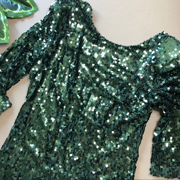 Green Sequin Mini Cocktail Dress - Picture 8 of 16